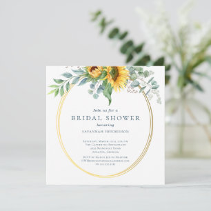  Watercolor Sunflower Eucalyptus Bridal Shower Invitation