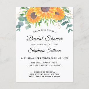Watercolor Sunflower Eucalyptus  Invitation Postcard