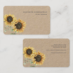 Watercolor Sunflower Eucalyptus Professional Business Card