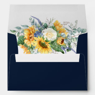 Watercolor sunflower eucalyptus wedding envelope
