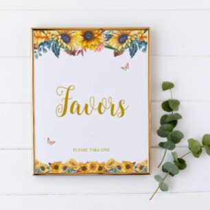 Watercolor Sunflower Favours Sign