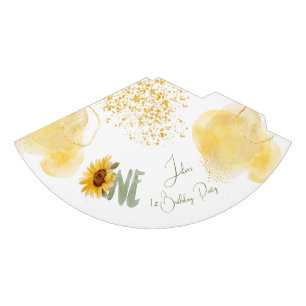 Watercolor sunflower first Birthday Party Hat
