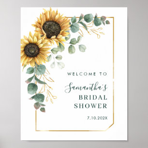 Watercolor Sunflower Floral Bridal Shower Welcome Poster
