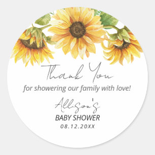 Watercolor Sunflower Garden Floral Neutral Gender Classic Round Sticker