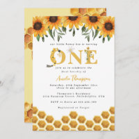 Watercolor Sunflower Honeycomb First Bee-day 