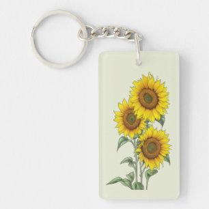 Watercolor Sunflower Key Ring