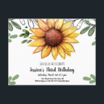 Watercolor Sunflower Kid Birthday Party Invitation<br><div class="desc">Perfect for spring and summer parties. The Sunflower artwork was hand drawn and painted with watercolors. Background leaves were hand drawn and digitally coloured. Sweet and slightly rustic sunflower design. Easy to use template. Artwork by Valarie Wade.</div>