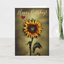 Watercolor Sunflower Love Flower Birthday