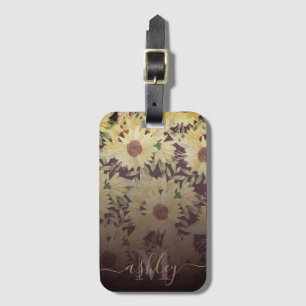 Watercolor Sunflower Luggage Tag