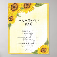 Watercolor sunflower mimosa bar sign