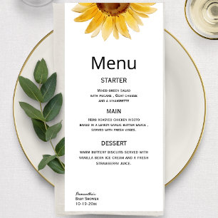 Watercolor sunflower minimalist  menu