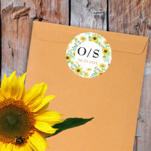 Watercolor Sunflower Monogram Envelope Seal