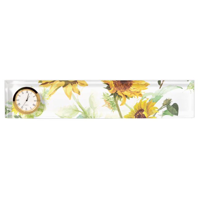 Watercolor Sunflower Nameplate (Front)