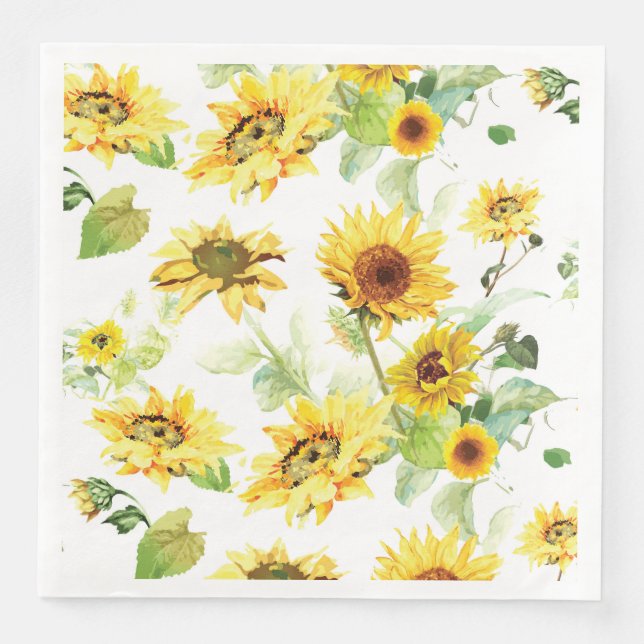 Watercolor Sunflower Napkin (Front)