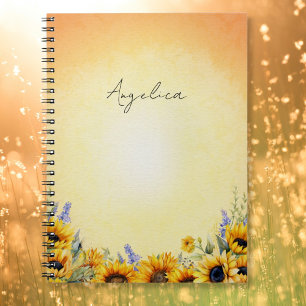 Watercolor Sunflower Notebook