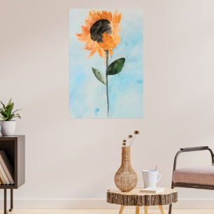 watercolor Sunflower Painting Poster