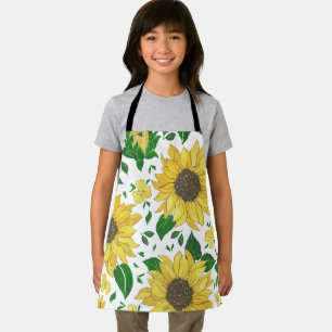 Watercolor Sunflower Pattern Apron