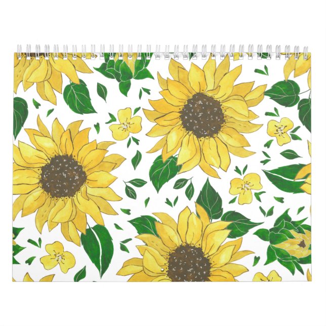 Watercolor Sunflower Pattern  Calendar (Cover)