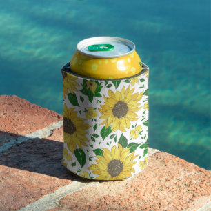 Watercolor Sunflower Pattern  Can Cooler