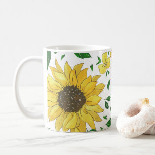 Watercolor Sunflower Pattern  Coffee Mug