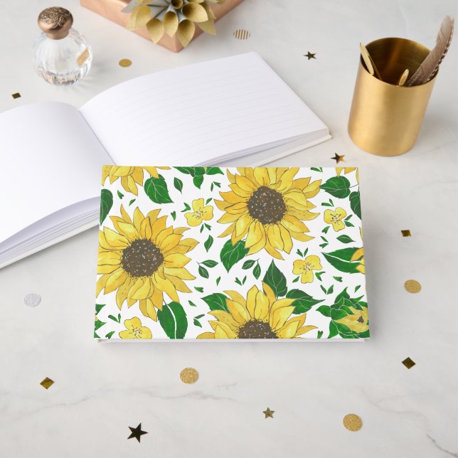 Watercolor Sunflower Pattern  Guest Book (Front Open)