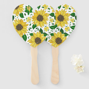 Watercolor Sunflower Pattern  Hand Fan