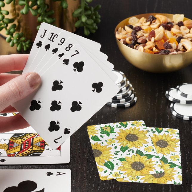 Watercolor Sunflower Pattern  Playing Cards (In Situ)