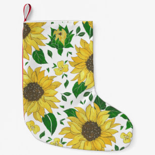 Watercolor Sunflower Pattern Small Christmas Stocking