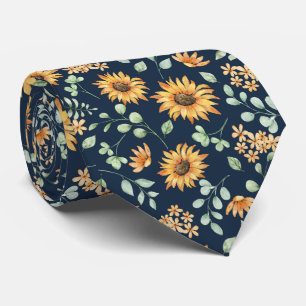 Watercolor Sunflower Pattern Tie