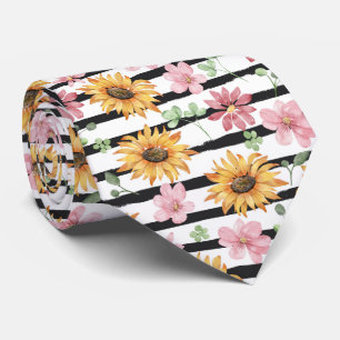 Watercolor Sunflower Pattern  Tie