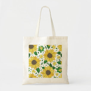 Watercolor Sunflower Pattern Tote Bag