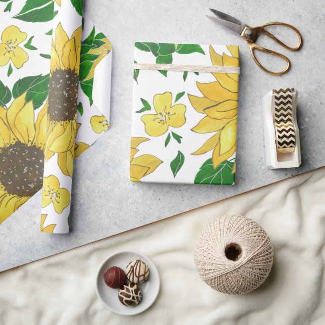 Watercolor Sunflower Pattern  Wrapping Paper (Crafts)