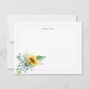 Watercolor Sunflower Personalised Thank You Card