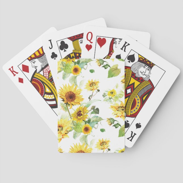 Watercolor Sunflower Playing Cards (Back)
