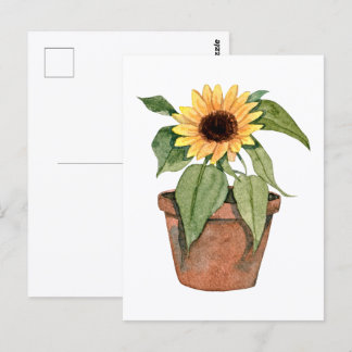 Watercolor Sunflower Postcard