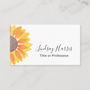 Watercolor Sunflower Professional Business Card