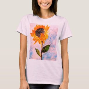 Watercolor Sunflower Rose Gold Painting T-Shirt