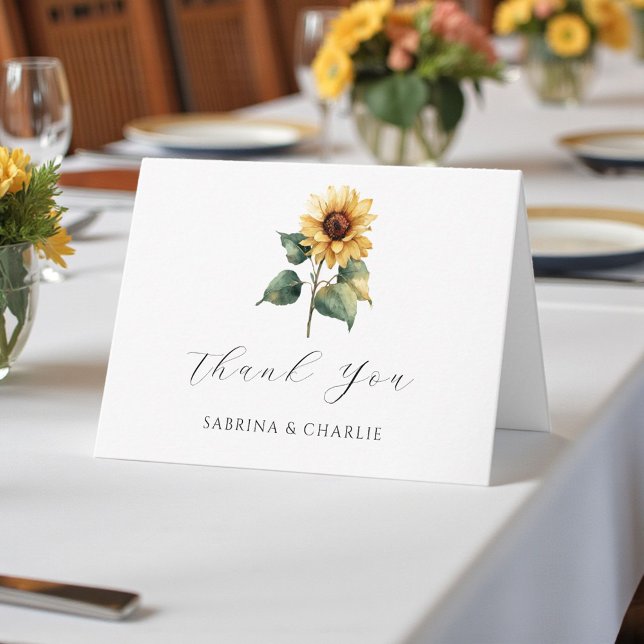 Watercolor Sunflower Rustic Country Wedding Thank You Card (Creator Uploaded)