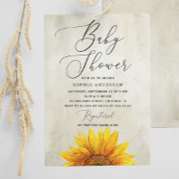 Watercolor sunflower. Rustic floral baby shower