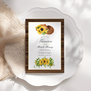 Watercolor Sunflower Rustic Western Quinceañera Invitation