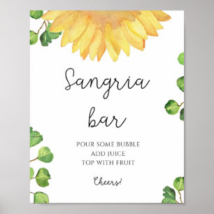 Watercolor sunflower sangria bar  poster
