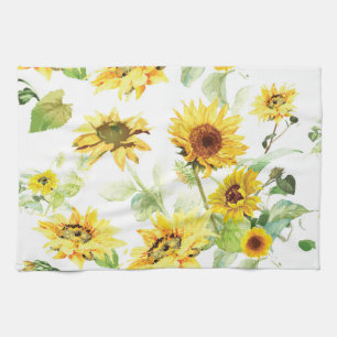 Watercolor Sunflower Tea Towel