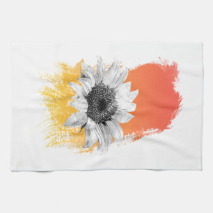 Watercolor Sunflower  Tea Towel
