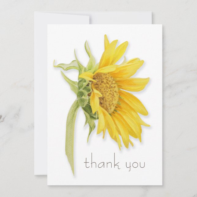 Watercolor Sunflower Thank You Card (Front)