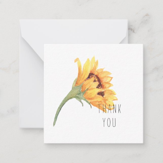 Watercolor Sunflower Thank You Card Name (Front)