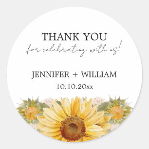 Watercolor Sunflower Thank You Homemade Welcome Classic Round Sticker