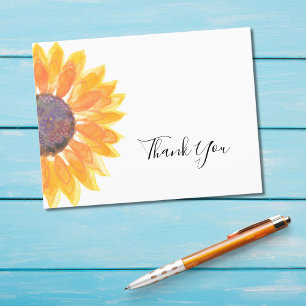 Watercolor Sunflower Thank You Postcard