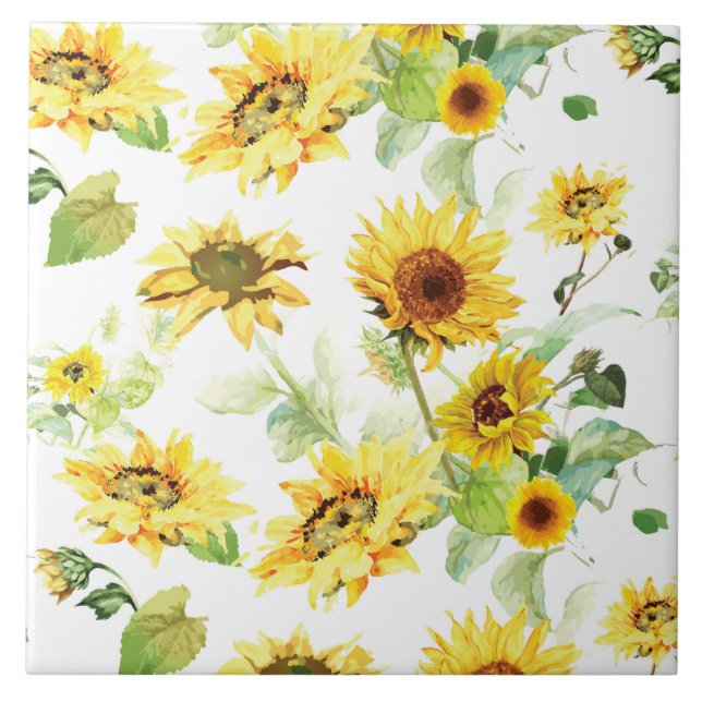 Watercolor Sunflower Tile (Front)