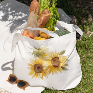 Watercolor Sunflower Tote Bag