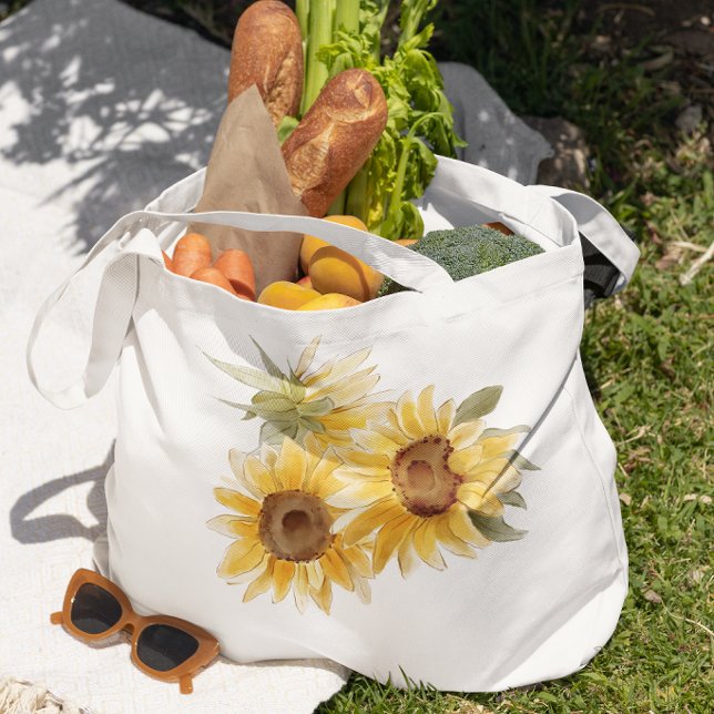 Watercolor Sunflower Tote Bag (A must-have accessory for flower lovers and summer style.)